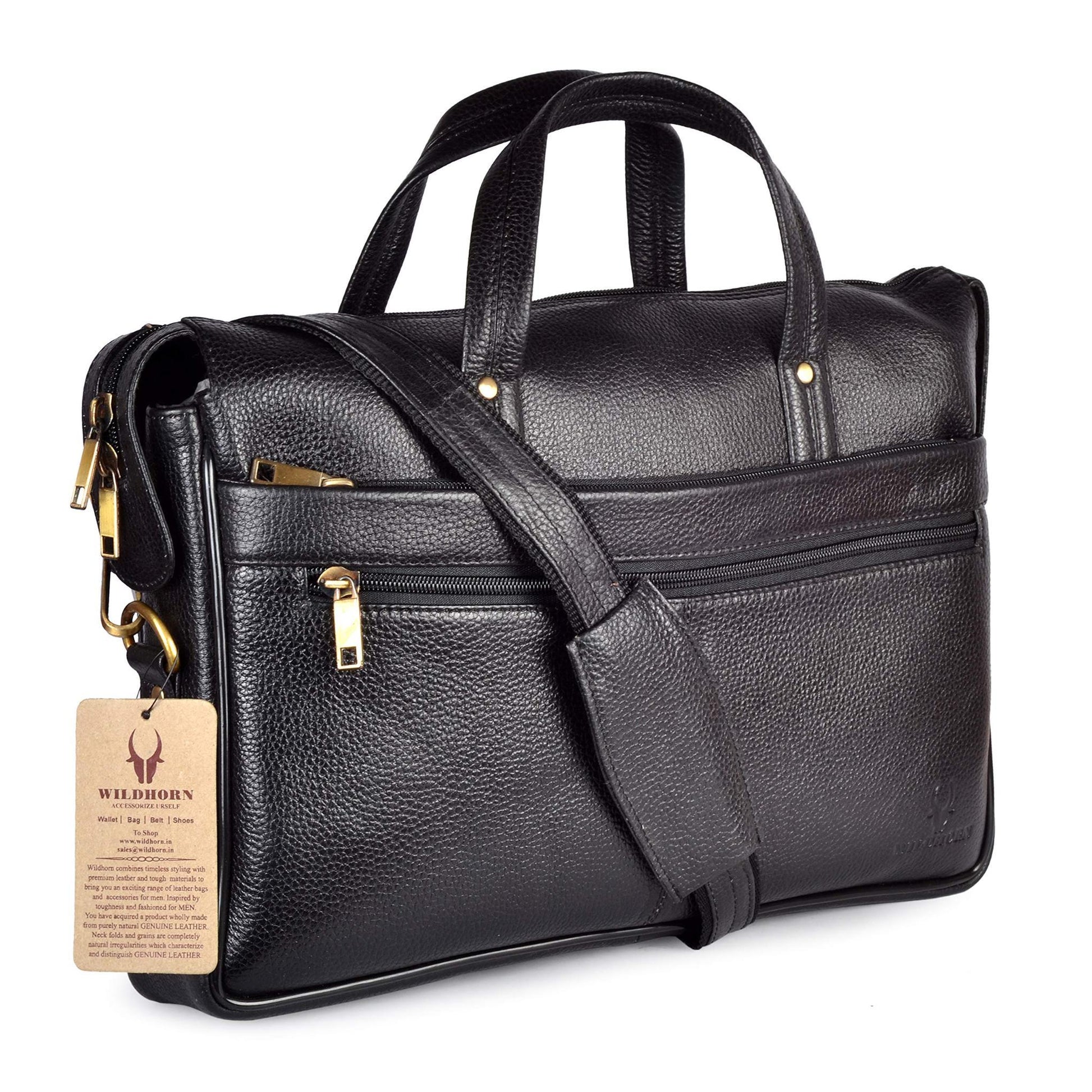 AXEL Leather Laptop Messenger Bag for Men - WILDHORN