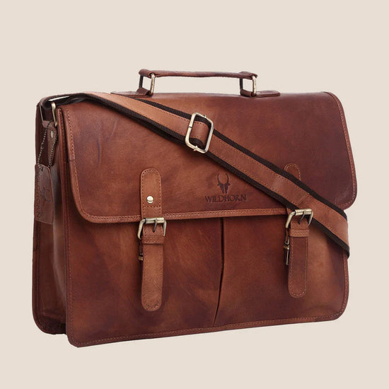 BARNSLEY Leather Laptop Messenger Bag for Men - WILDHORN