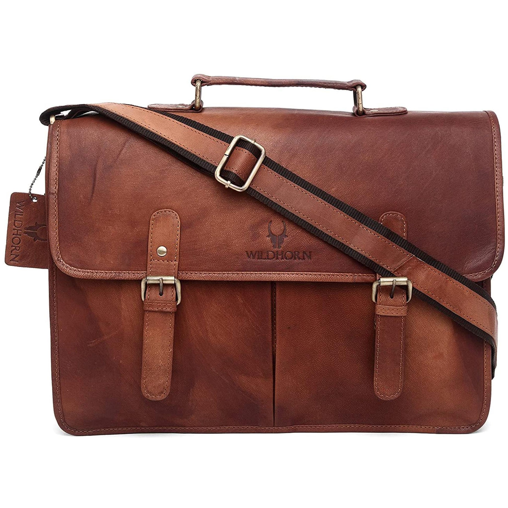 BARNSLEY Leather Laptop Messenger Bag for Men - WILDHORN