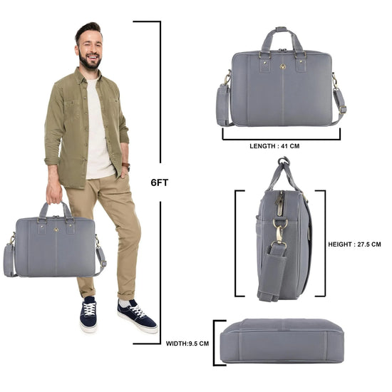 BELGRAVIA Leather Laptop Messenger Bag for Men - WILDHORN