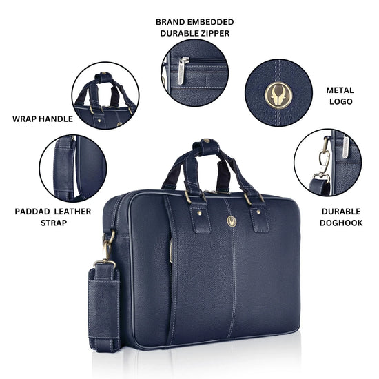 BELGRAVIA Leather Laptop Messenger Bag for Men - WILDHORN