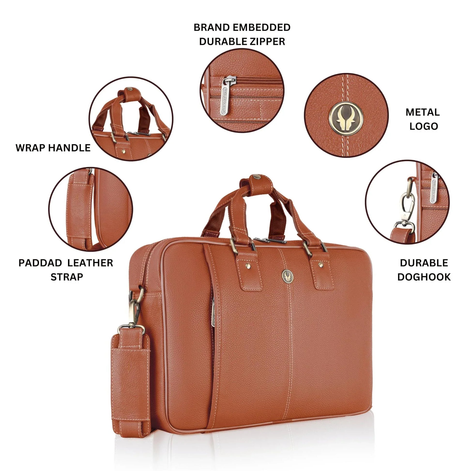 BELGRAVIA Leather Laptop Messenger Bag for Men - WILDHORN