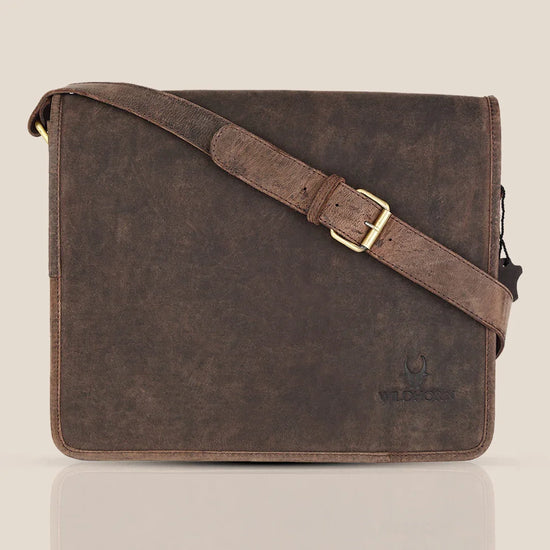 BOLTON Leather Messenger Bag for Men - WILDHORN