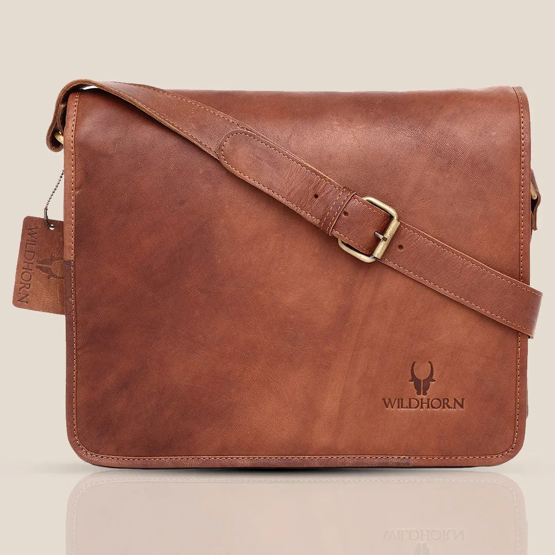 BOLTON Leather Messenger Bag for Men - WILDHORN
