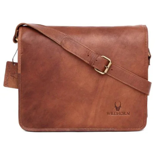 BOLTON Leather Messenger Bag for Men - WILDHORN