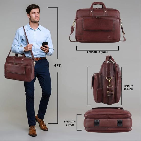 BRADFORD Leather Laptop Messenger Bag for Men - WILDHORN