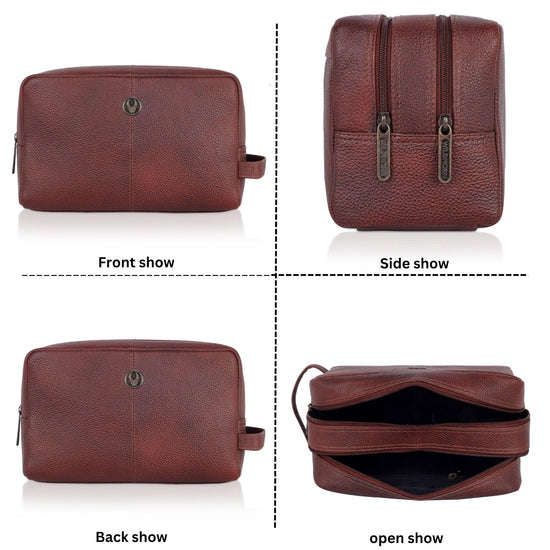 BRANDON Leather Toiletry Bag For Men & Women - WILDHORN
