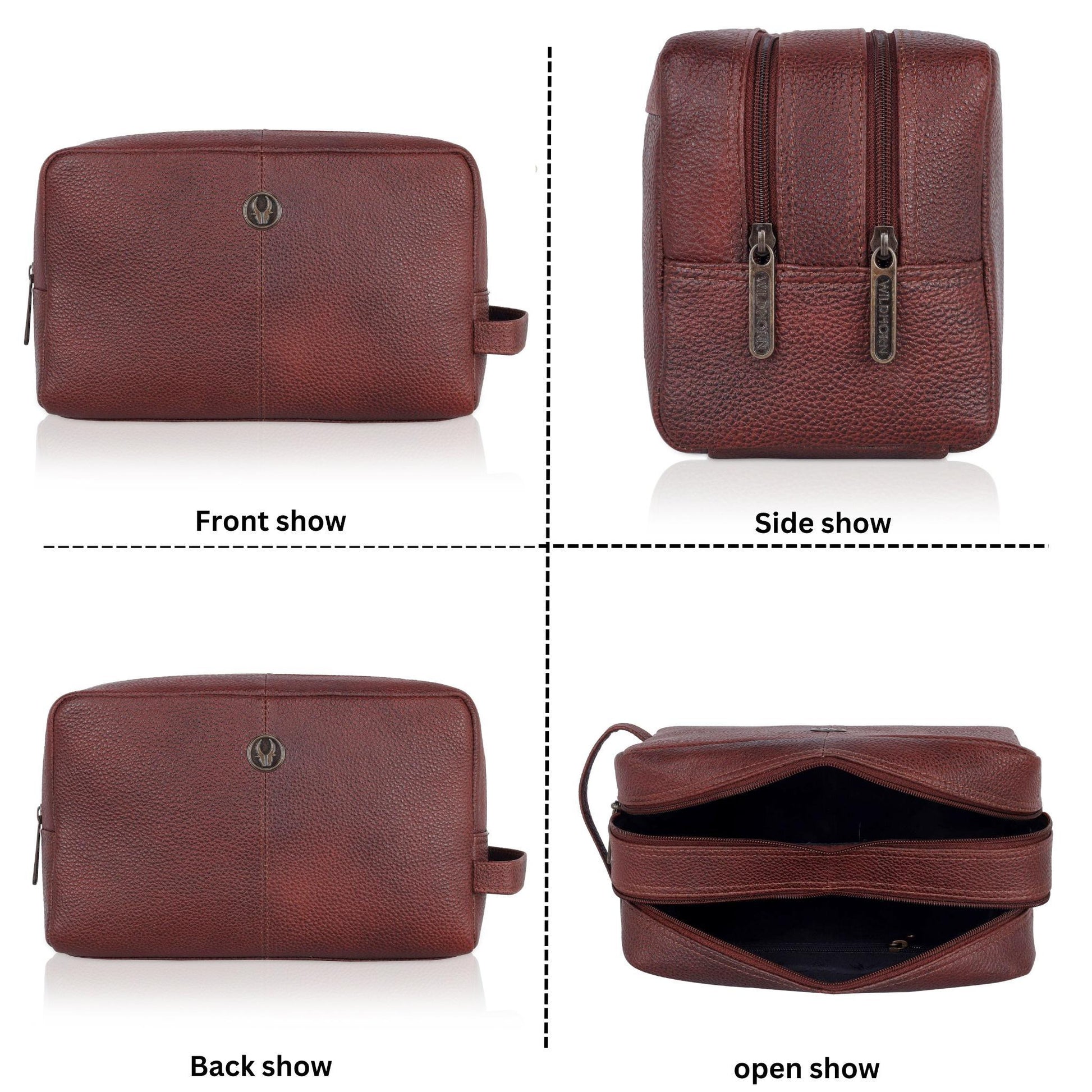 BRANDON Leather Toiletry Bag For Men & Women - WILDHORN