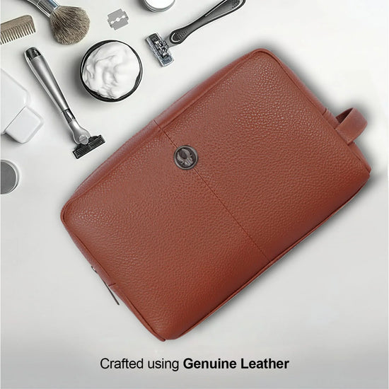 BRANDON Leather Toiletry Bag For Men & Women - WILDHORN