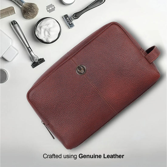 BRANDON Leather Toiletry Bag For Men & Women - WILDHORN
