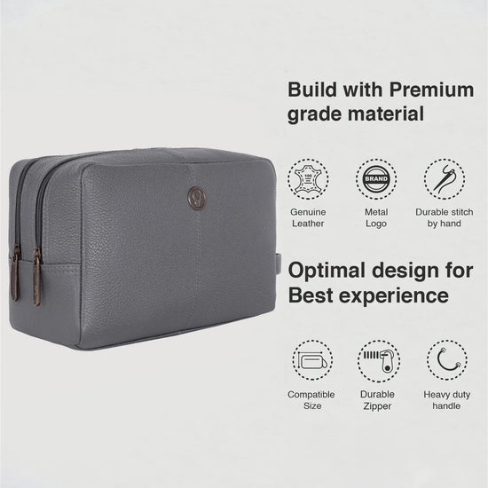 BRANDON Leather Toiletry Bag For Men & Women - WILDHORN