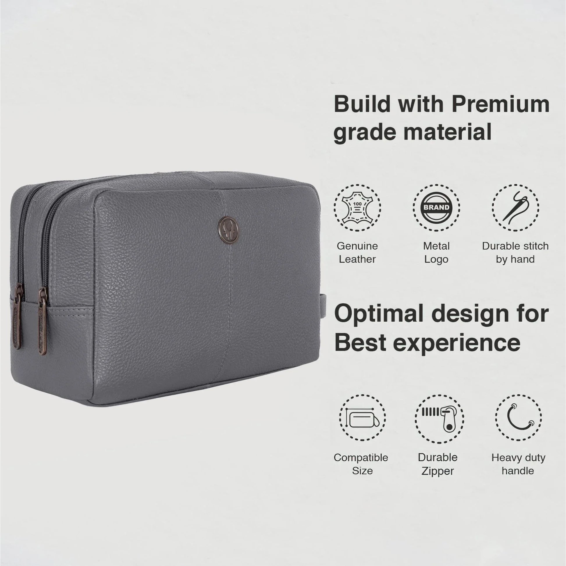 BRANDON Leather Toiletry Bag For Men & Women - WILDHORN