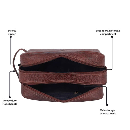 BRANDON Leather Toiletry Bag For Men & Women - WILDHORN