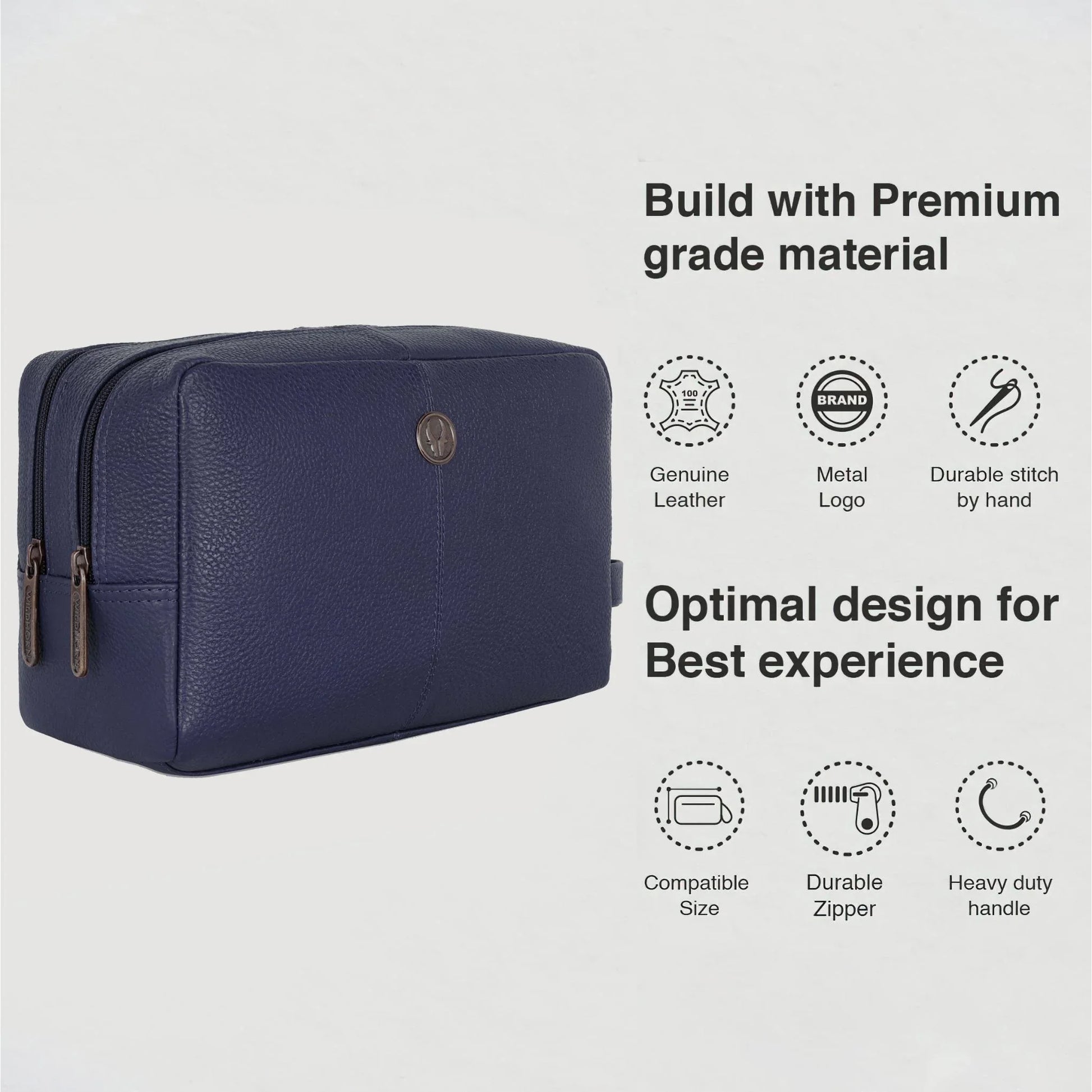BRANDON Leather Toiletry Bag For Men & Women - WILDHORN