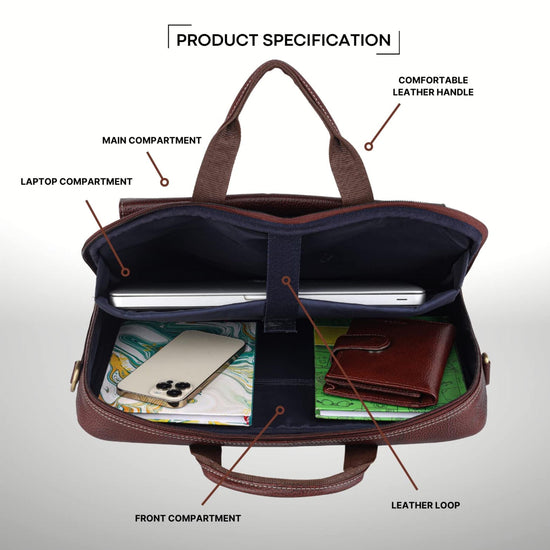 BRISBANE Leather Laptop Messenger Bag for Men - WILDHORN