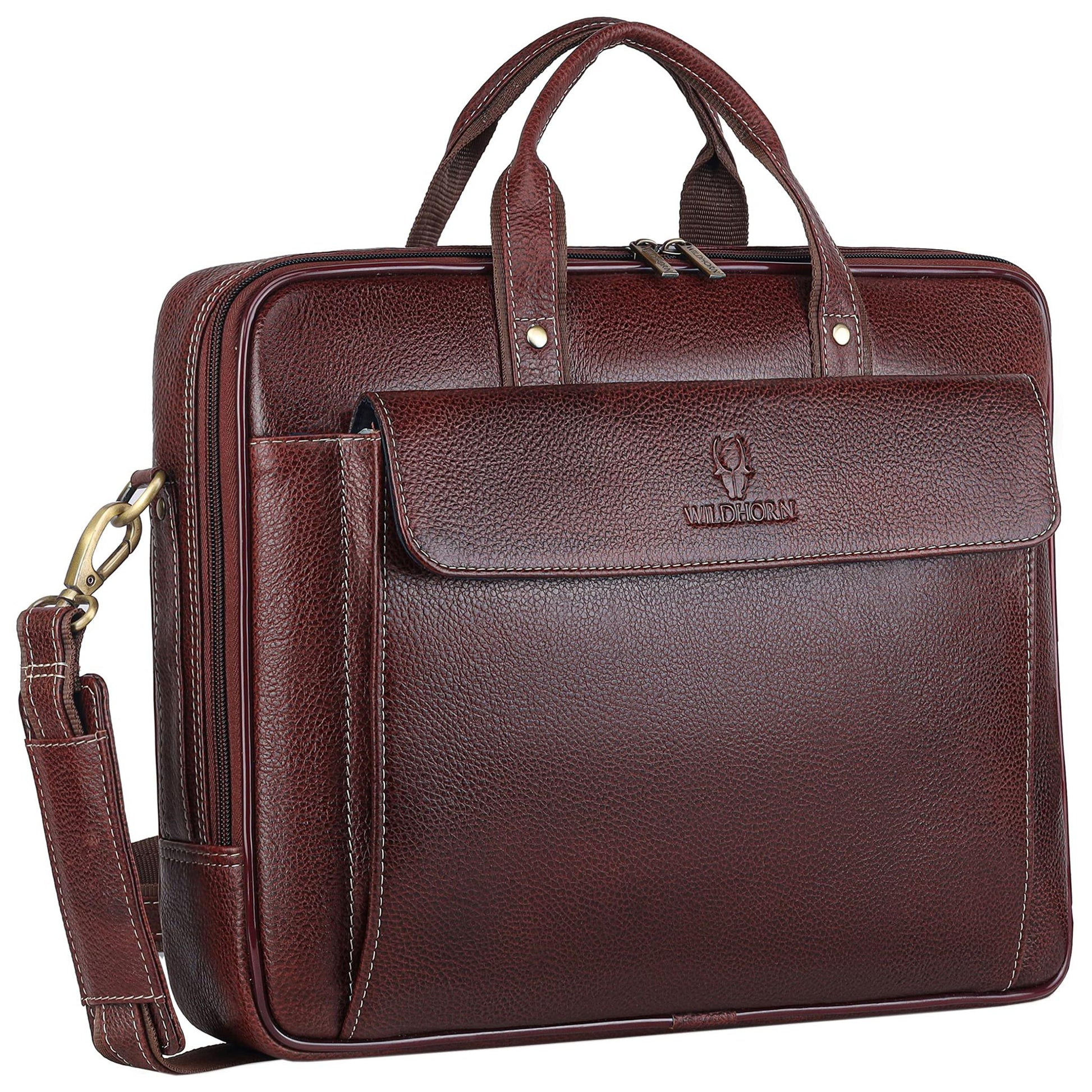 BRISBANE Leather Laptop Messenger Bag for Men - WILDHORN
