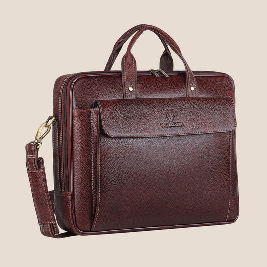 BRISBANE Leather Laptop Messenger Bag for Men - WILDHORN