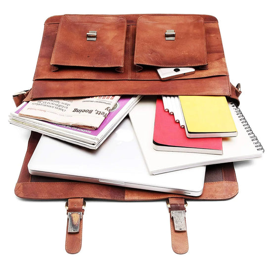 BRISBANE Leather Laptop Messenger Bag for Men - WILDHORN