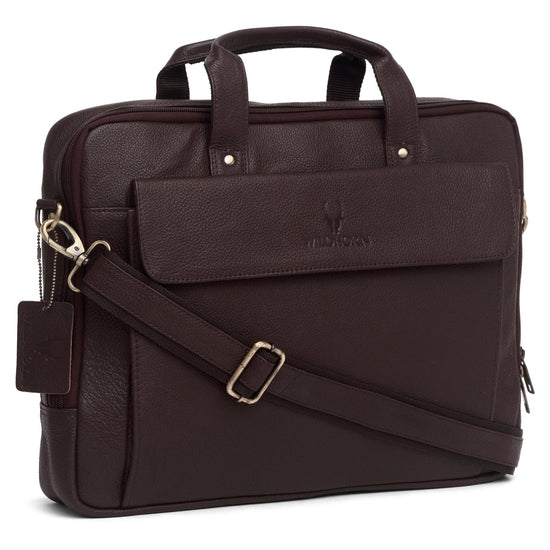 BRISBANE Leather Laptop Messenger Bag for Men - WILDHORN