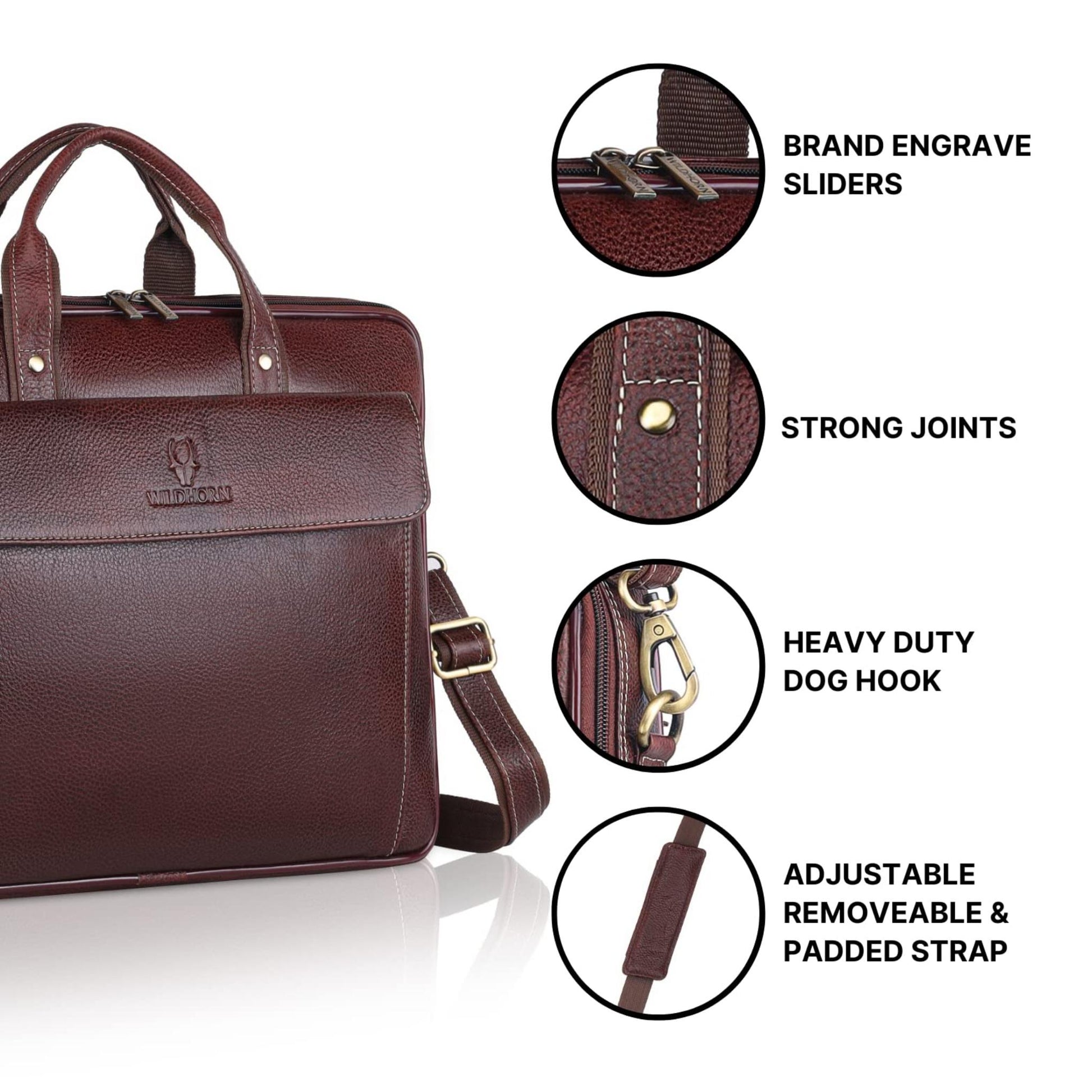 BRISBANE Leather Laptop Messenger Bag for Men - WILDHORN