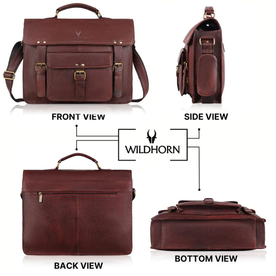 BYRON BAY Leather Laptop Messenger Bag for Men - WILDHORN
