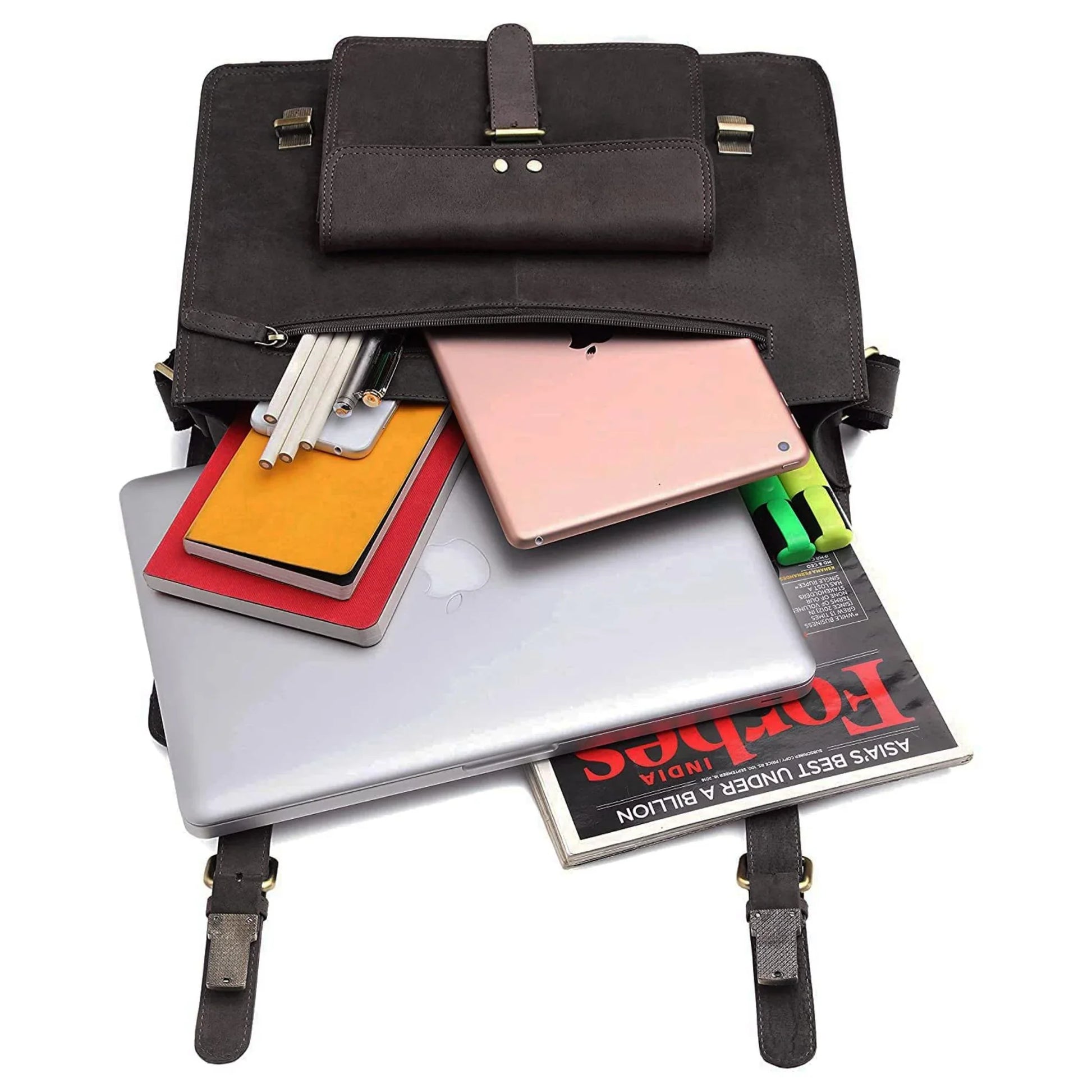 BYRON BAY Leather Laptop Messenger Bag for Men - WILDHORN