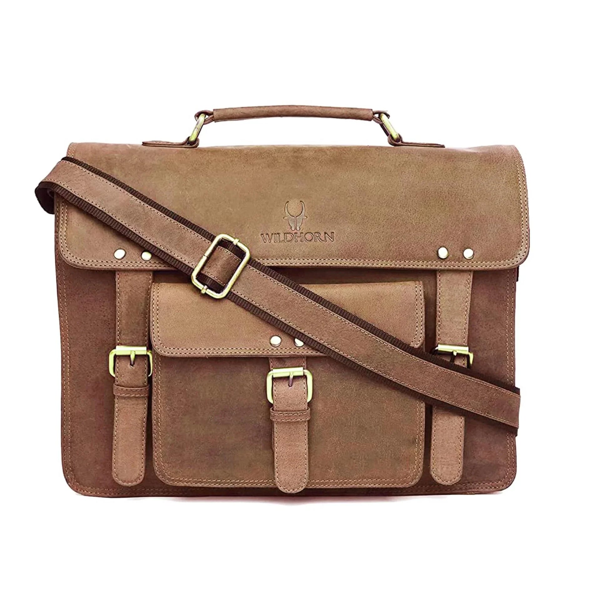 BYRON BAY Leather Laptop Messenger Bag for Men - WILDHORN