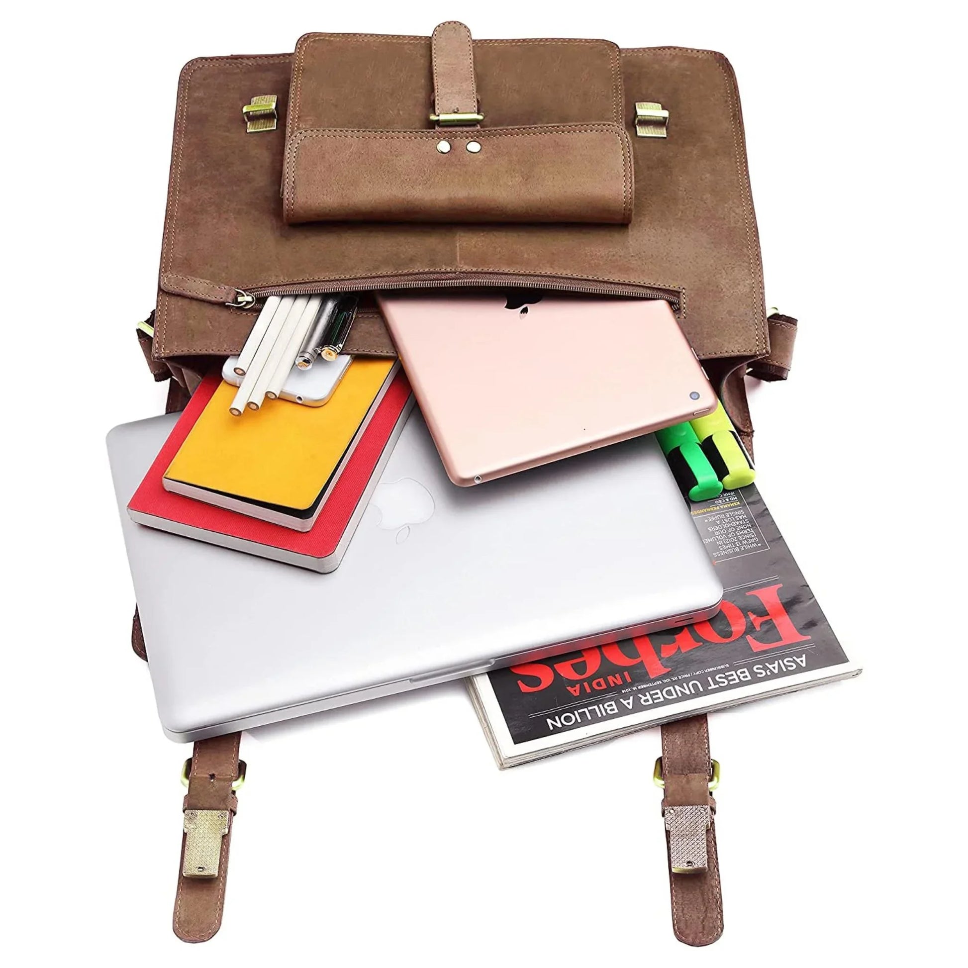 BYRON BAY Leather Laptop Messenger Bag for Men - WILDHORN