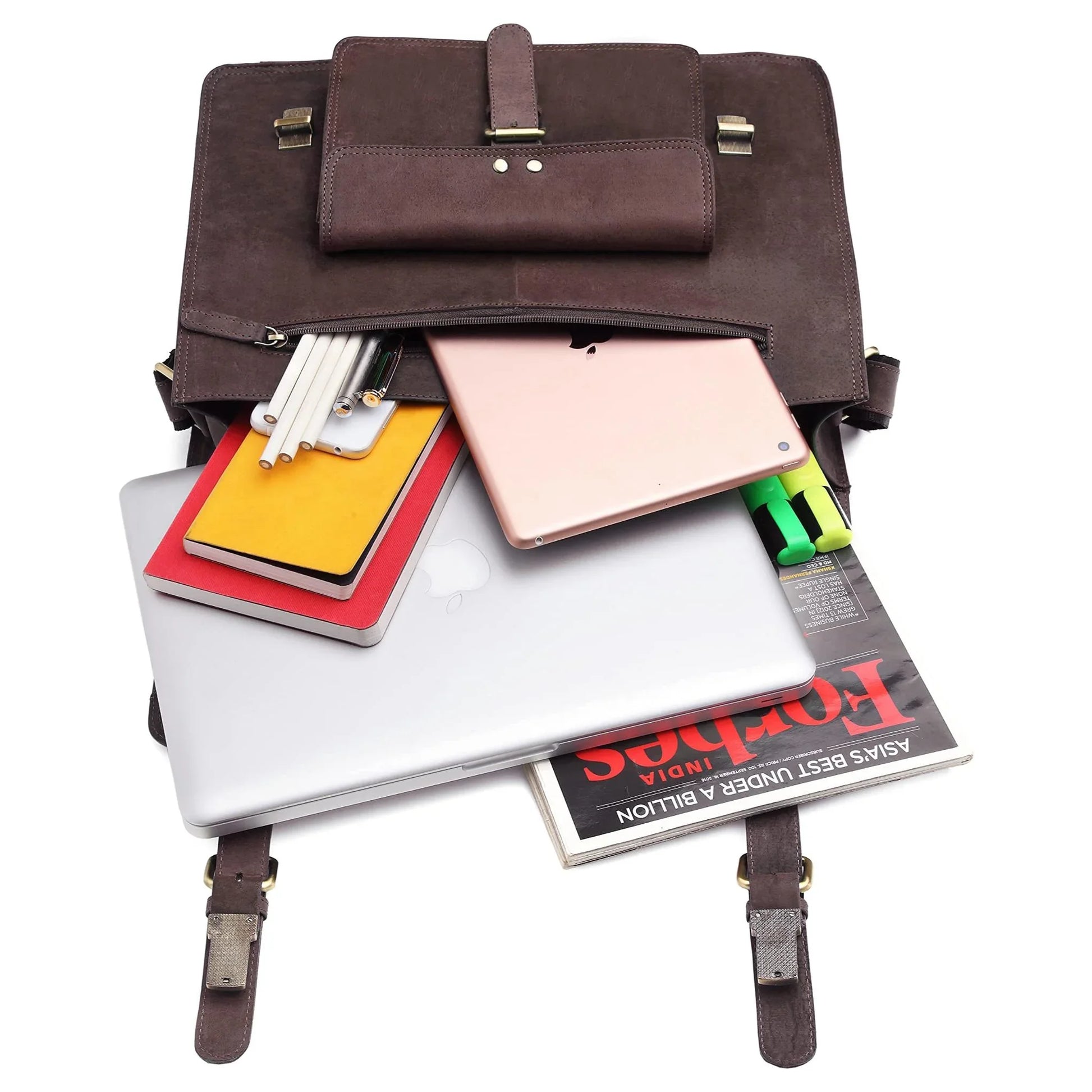 BYRON BAY Leather Laptop Messenger Bag for Men - WILDHORN