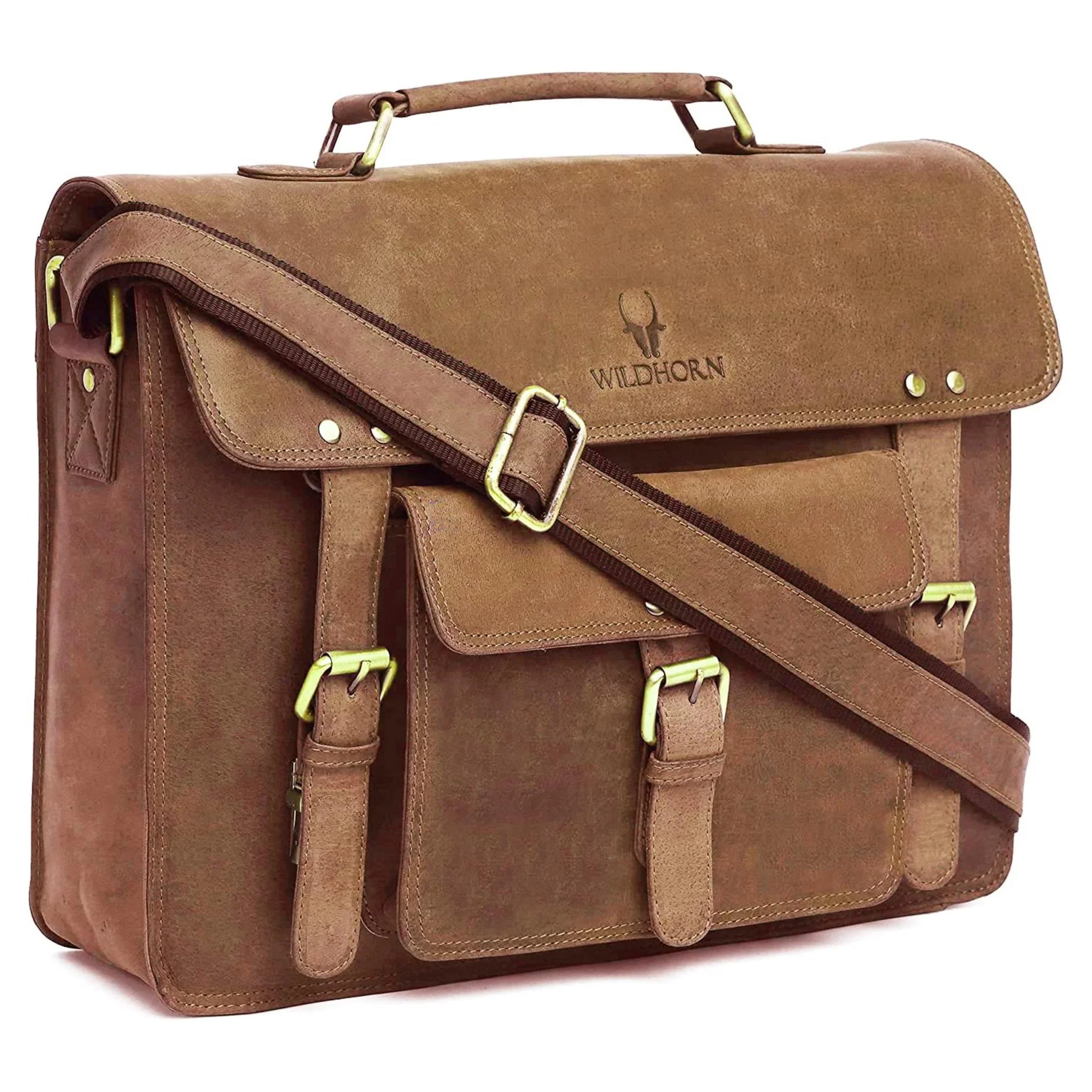 BYRON BAY Leather Laptop Messenger Bag for Men - WILDHORN