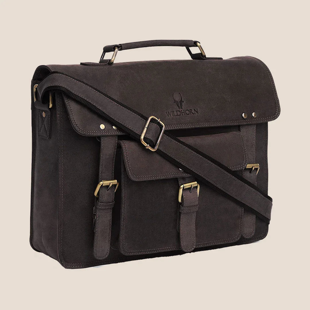 BYRON BAY Leather Laptop Messenger Bag for Men - WILDHORN