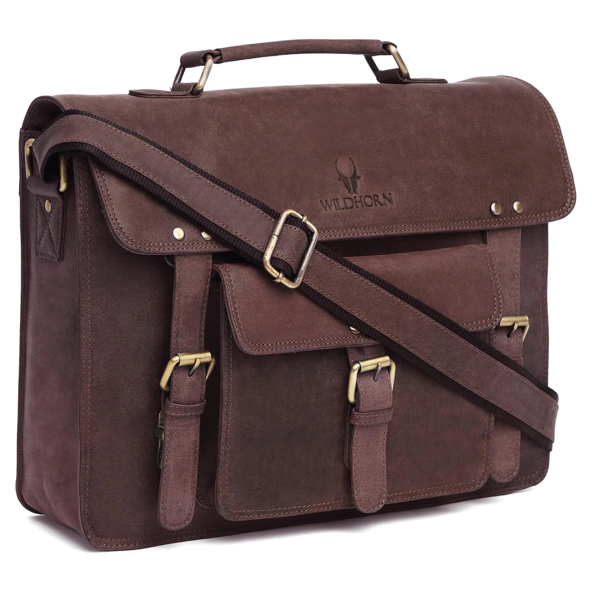 BYRON BAY Leather Laptop Messenger Bag for Men - WILDHORN
