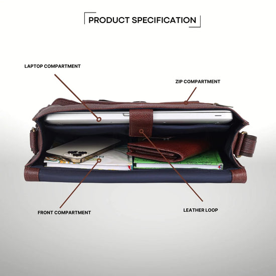 BYRON BAY Leather Laptop Messenger Bag for Men - WILDHORN