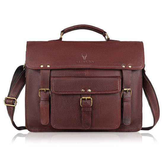 BYRON BAY Leather Laptop Messenger Bag for Men - WILDHORN