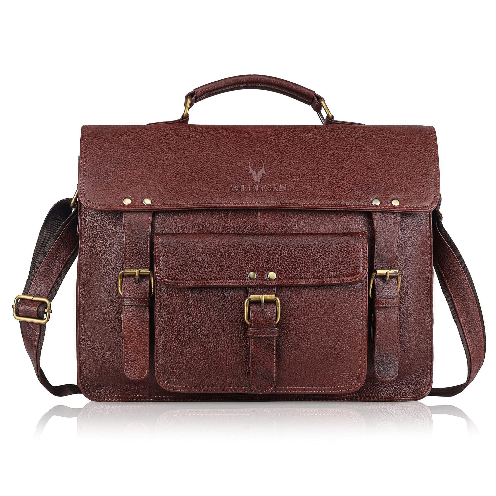 BYRON BAY Leather Laptop Messenger Bag for Men - WILDHORN