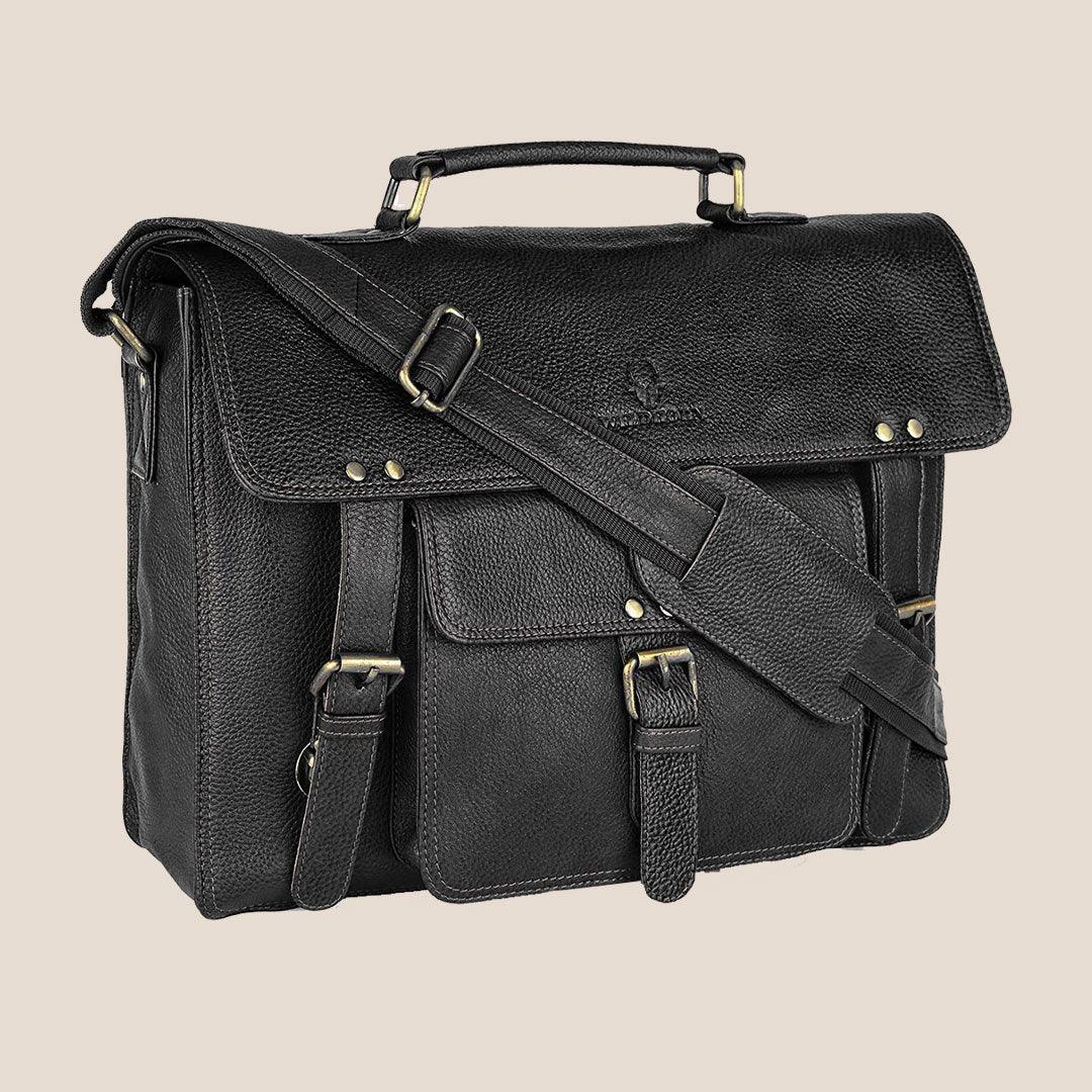 BYRON BAY Leather Laptop Messenger Bag for Men - WILDHORN