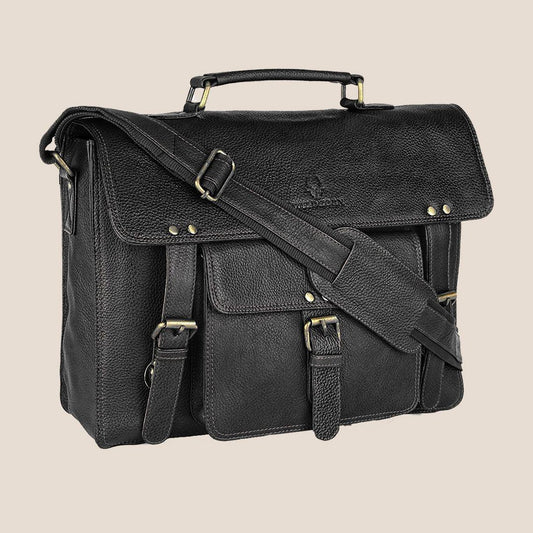 BYRON BAY Leather Laptop Messenger Bag for Men - WILDHORN