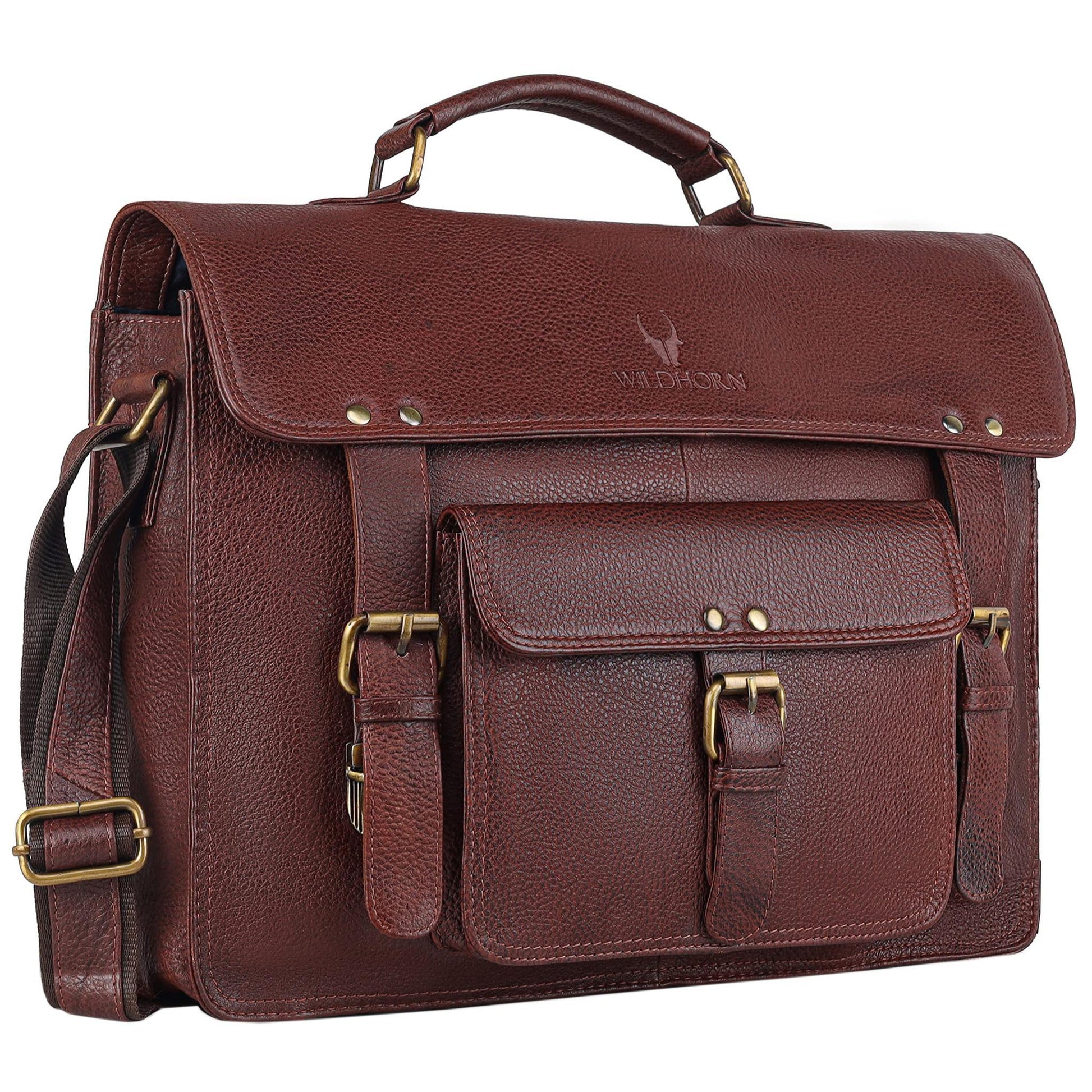 BYRON BAY Leather Laptop Messenger Bag for Men - WILDHORN