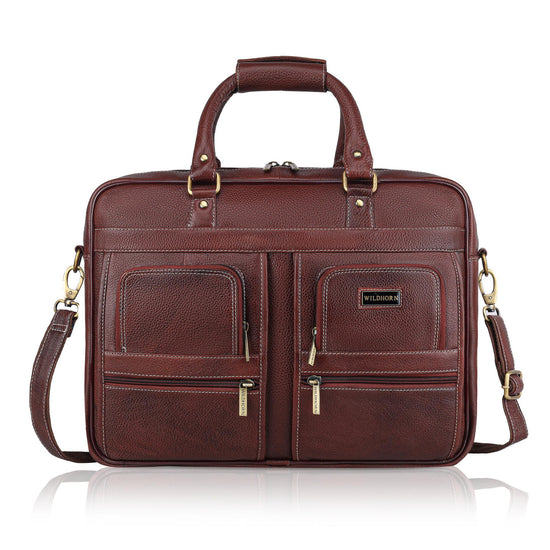 CAMBRIDGE Leather Laptop Messenger Bag for Men - WILDHORN