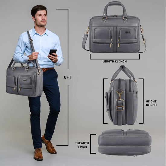CAMBRIDGE Leather Laptop Messenger Bag for Men - WILDHORN
