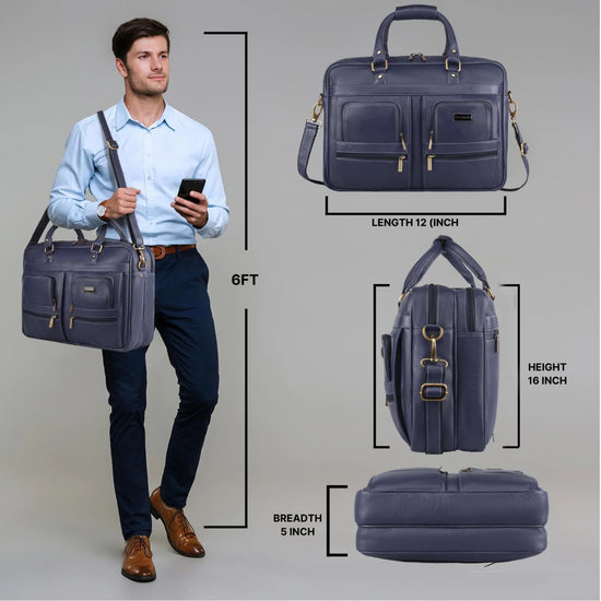 CAMBRIDGE Leather Laptop Messenger Bag for Men - WILDHORN