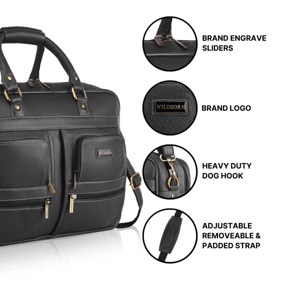 CAMBRIDGE Leather Laptop Messenger Bag for Men - WILDHORN