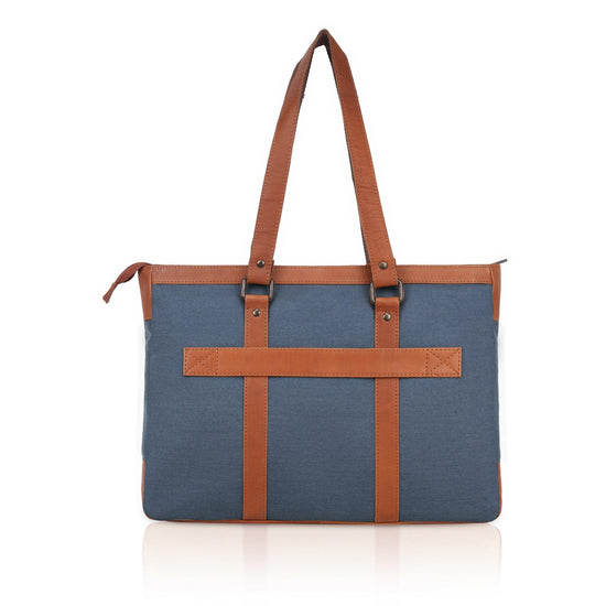 CAROLINA Solid Canvas Laptop Tote Bag for Women I 15.6 inch Canvas Shoulder Bag - WILDHORN