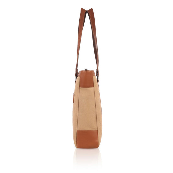 CAROLINA Solid Canvas Laptop Tote Bag for Women I 15.6 inch Canvas Shoulder Bag - WILDHORN