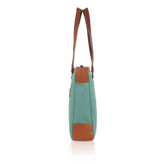 CAROLINA Solid Canvas Laptop Tote Bag for Women I 15.6 inch Canvas Shoulder Bag - WILDHORN