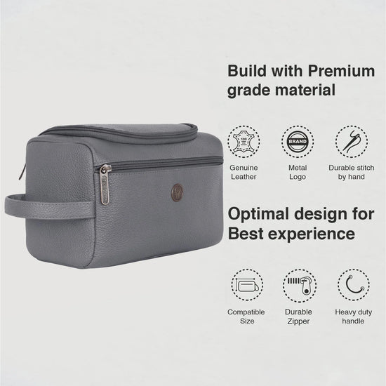 DELTA Leather Toiletry Bag For Men & Women - WILDHORN