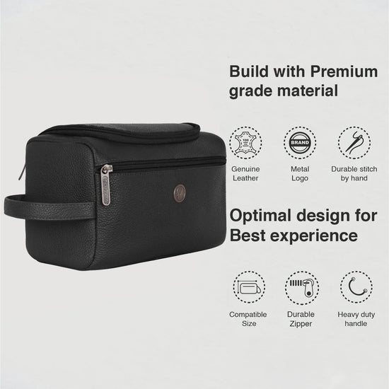DELTA Leather Toiletry Bag For Men & Women - WILDHORN