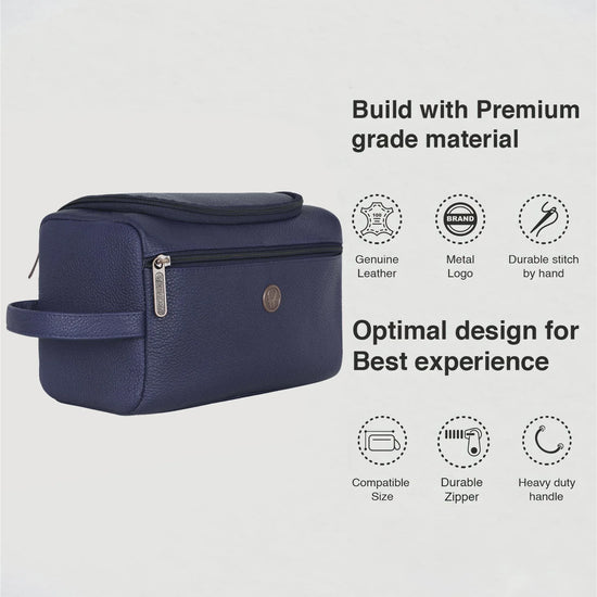 DELTA Leather Toiletry Bag For Men & Women - WILDHORN