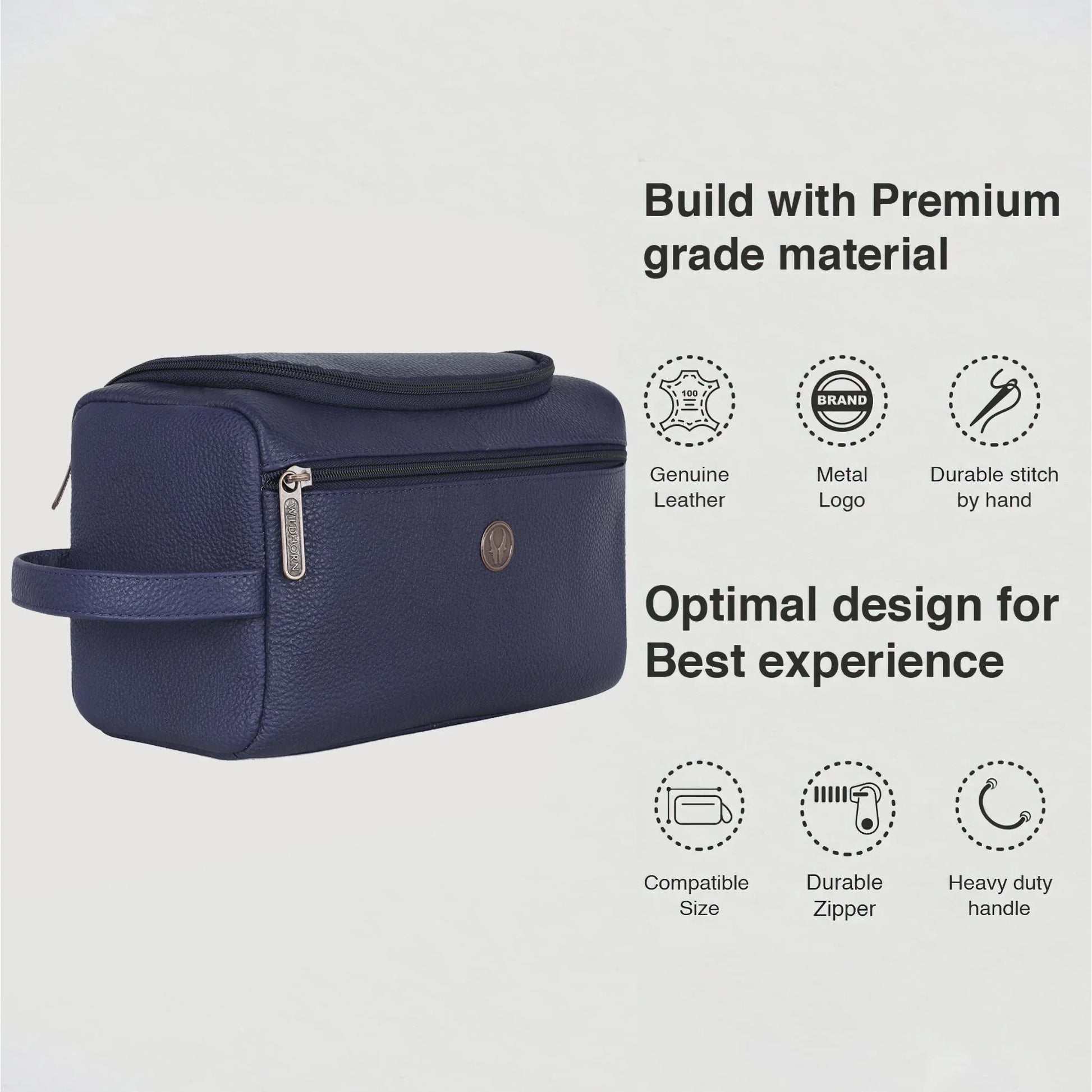 DELTA Leather Toiletry Bag For Men & Women - WILDHORN