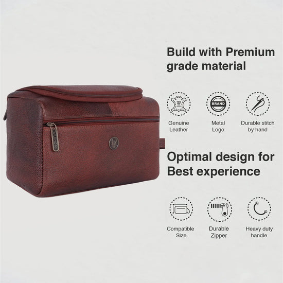 DELTA Leather Toiletry Bag For Men & Women - WILDHORN